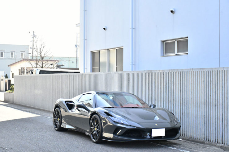 フェラーリ　F8スパイダー　ローダウン　スペーサー　ノビテック　チタンボルト　グリジオスクーロ　カスタム　名古屋