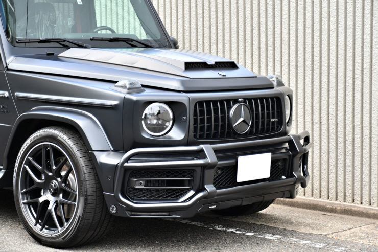 ベンツ　AMG　G63　W463A　ブラッシュガード　バンパーガード　マットブラック　エンブレムペイント　ブラックアウト　カスタム　名古屋