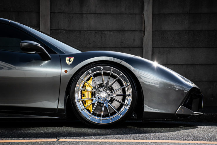 フェラーリ　488　スパイダー　GTB　ローダウン　ノヴィテック　ダウンサス　AL13　アメ鍛　ホイール　ポリッシュ　カスタム　名古屋