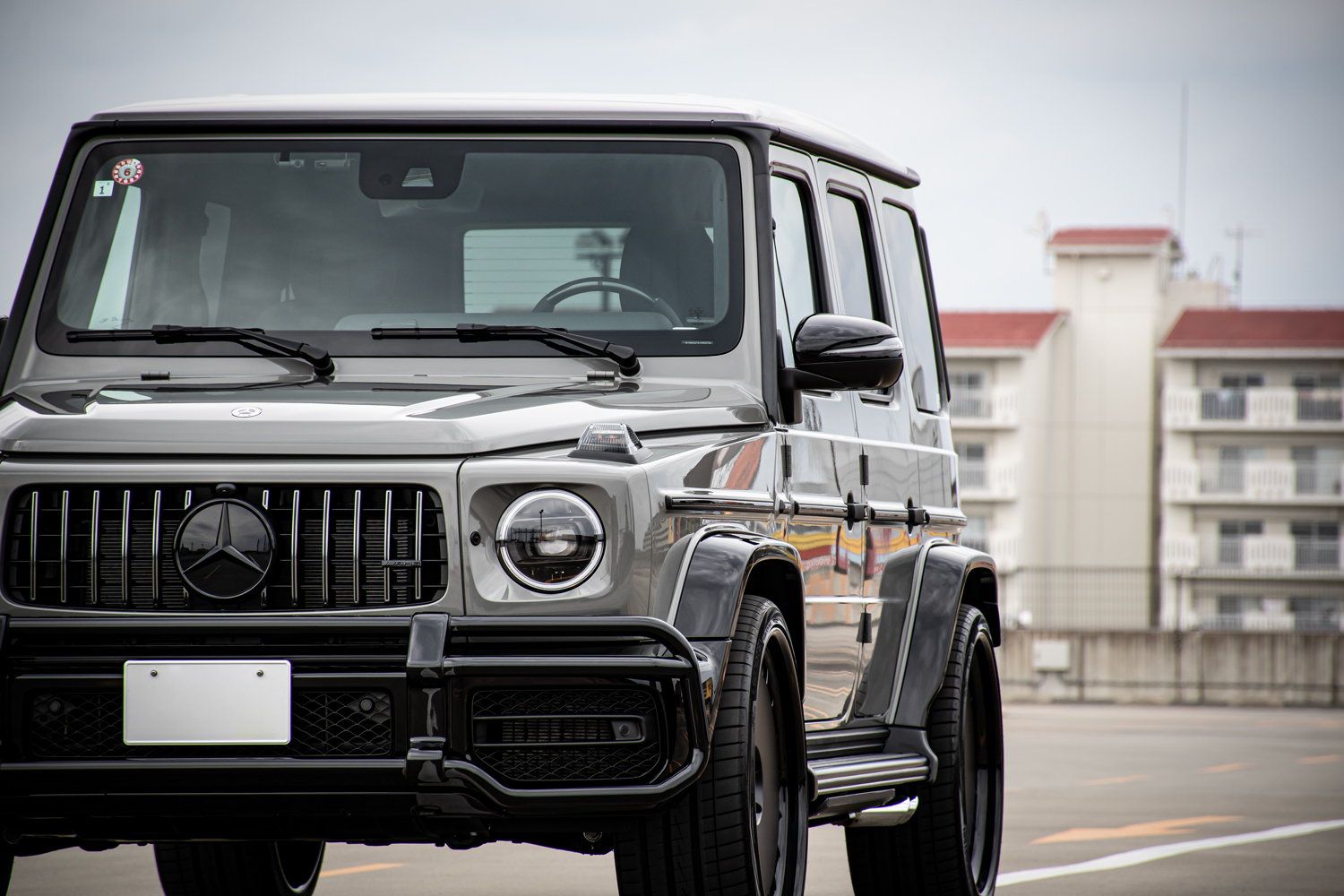 メルセデスベンツ AMG G63 W463A Gクラス ゲレンデ クラシックグレー ローダウン ダウンサス プロテクションフィルム ラッピング エンブレムペイント 電動ステップ カスタム 名古屋
