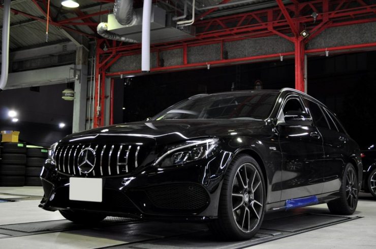 W205 C43 AMG パナメリカーナグリル交換　TVキャンセラー　カーボンドアミラー交換　カスタム