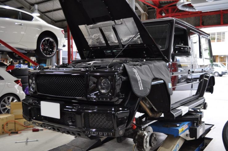 W463 G550 AMGブレーキ交換　ブラバスリアバンパー