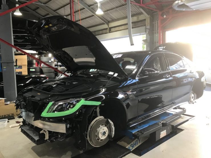 W222 後期S63 ホイール交換 カーボンエアロ　カスタム