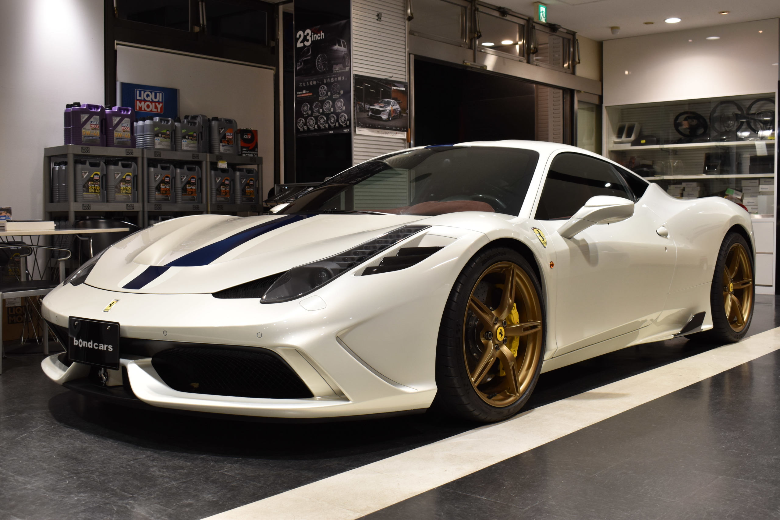 フェラーリ 458スペチアーレ ビアンコイタリア フロントリフター カーボンLEDステアリング・センターブリッジ・ドアシルガード他 フルプロテクションフィルム レーダー