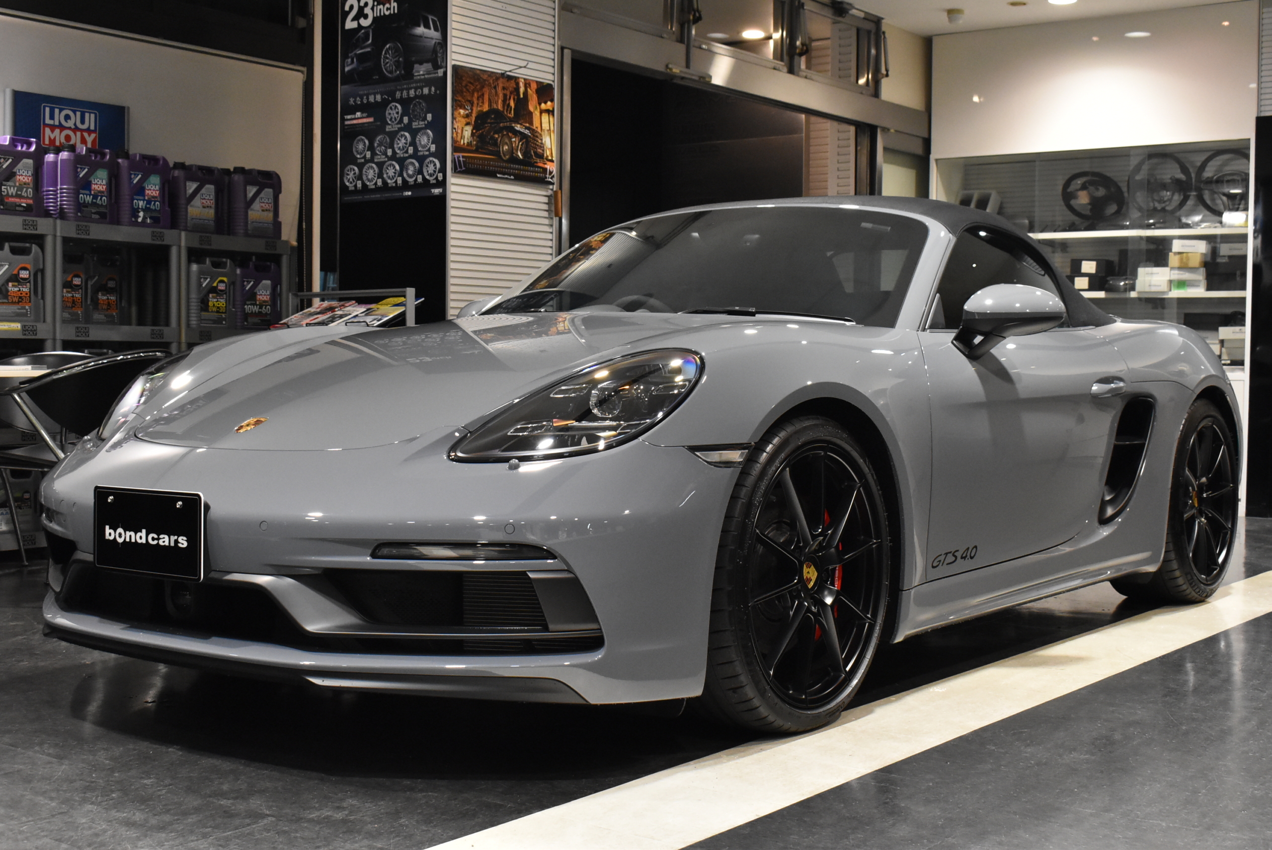 718 Boxster GTS4.0 アークティックグレー 右H スポクロ スポエグ ACC PDLS+LEDヘッドライト カーボンインテリアPKG Race-Tex インテリアレザーアイテム シートベンチレーション