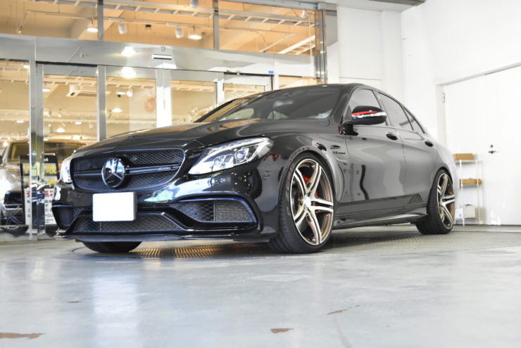 C63 カスタム　ローダウン　ホイール　マフラー