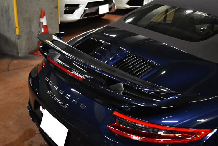 ポルシェ リアウィング 991 991.2ターボS ペイント シボ取り グロスブラック